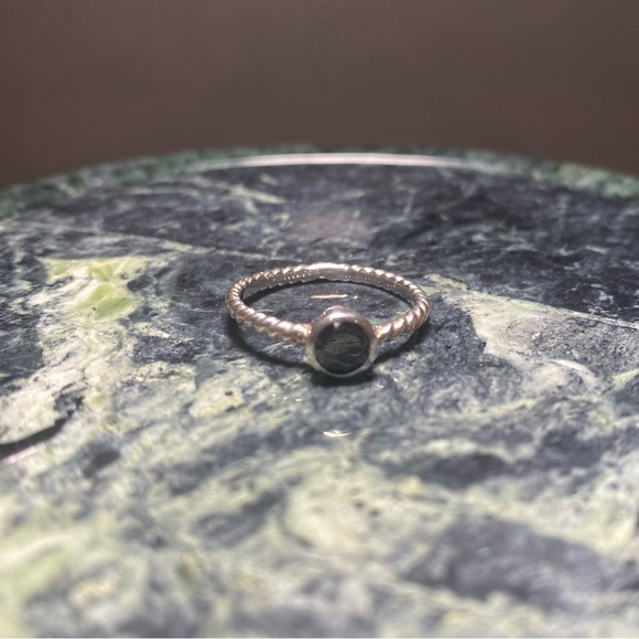 Silver & black stone stacking ring - Picture 3 of 5